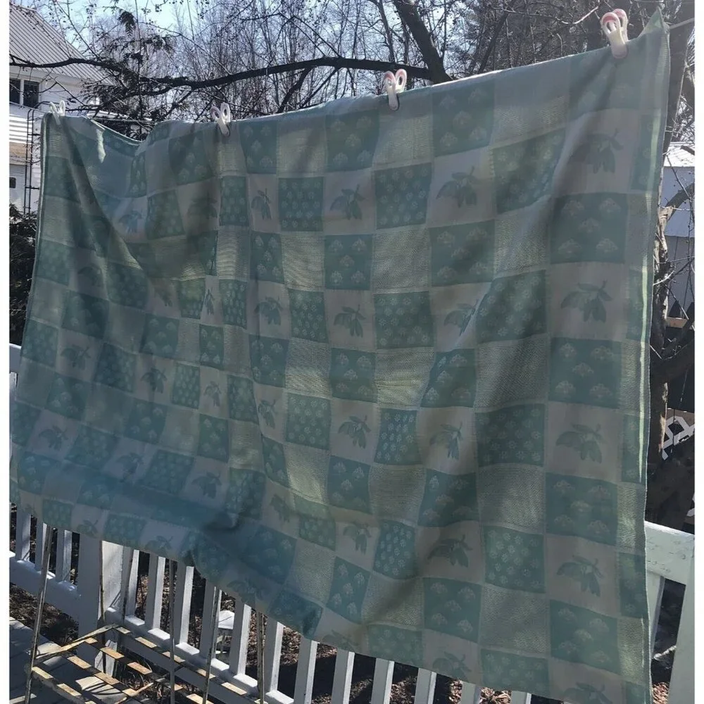 Nydel Damask Tablecloth Vintage Made In France Green Floral Patchwork